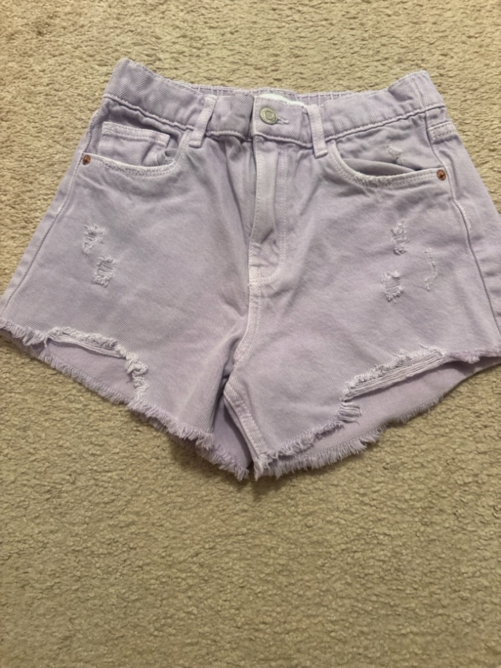 Zara Girls Distressed Denim Shorts Purple Size 11-12